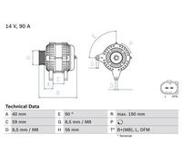 Alternator with freewheel belt pulley 0 986 041 490 BOSCH for VW FORD AUDI SEAT