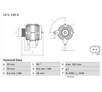 BOSCH 0 986 044 460 Alternator for AUDI,SKODA,VW