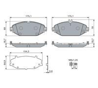 BOSCH 0 986 460 129 Brake Pad Set Replacement Width 175.1 mm Fits MERCEDES-BENZ