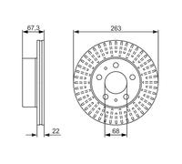 Bosch Brake Disc 0 986 479 480 - Vented Front 263mm Pair - Fits Volvo
