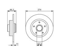 Bosch BD1519 Brake Disc Set - 274 mm Solid Discs - Rear Axle - ECE-R90 Certified - Reliable Braking, Stable Performance, Corrosion Protection - 1 Set of 2 Discs