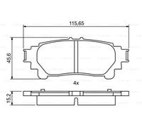 Bosch Brake Pad Set 0 986 494 873 - Rear, 4x Pads, Fits Toyota/Lexus