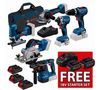 Bosch 0615A5008C 18V Brushless 6 Piece Tool Kit 3X 4.0Ah Procore Battery Charger + Free Procore18V 4.0Ah + 5.5Ah Starter Set