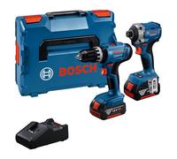Bosch 0615A5008D Power Tool Kit Gsb 18V-25 Impact Drill Driver & Gdr 18V-215 Impact Driver With 2 X 4.0Ah Batteries, Charger & Cas
