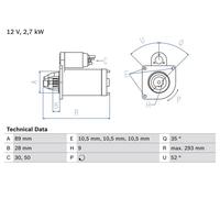 BOSCH 0986011140 Starter Fits INTERNATIONAL HARV. IVECO KHD CASE IH FENDT