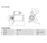 BOSCH Starter Motor for Suzuki Swift G13A 1.3 Litre March 1989 to March 2001