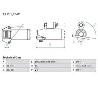 BOSCH 0986023570 Starter Fits Ford C-Max Focus Focus C-Max Galaxy Kuga Volvo C30
