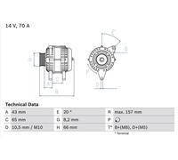 BOSCH 0986038740 Alternator Fits Citroen Berlingo Dispatch Fiat Peugeot Suzuki
