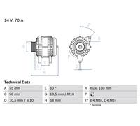 BOSCH Alternator for Vauxhall Astra Z14XEP 1.4 Litre (03/2004-01/2009) Genuine