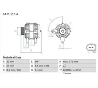 Alternator Fits Audi Seat Skoda VW Bosch 0986045320