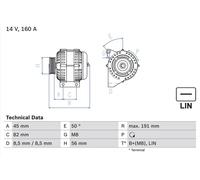 BOSCH 0986047500 Alternator 191mm Length Anticlockwise Rotation Fits VOLVO