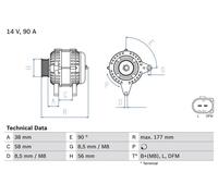 BOSCH 0986049101 Alternator Fits Seat Cordoba Ibiza Toledo Skoda Fabia Rapid VW