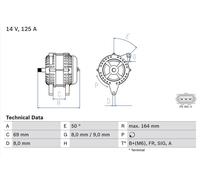 BOSCH 0986049181 Alternator 164mm Fits Ford Tourneo Connect Transit Connect