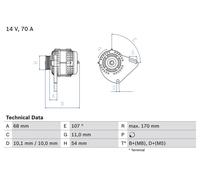 BOSCH 0986080560 Alternator Fits Alfa Romeo MiTo Fiat 500 500 C 500L Bravo Ford