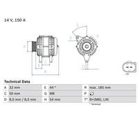 BOSCH 0986082150 Alternator Fits Mercedes-Benz A-Class B-Class CLA GLA-Class