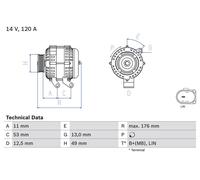 BOSCH 0986082220 Alternator Fits Ford B-Max C-Max Ecosport Fiesta Focus Kuga