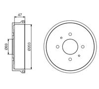 BOSCH 0986477235 Brake Drum Fits Mitsubishi Smart KITx2