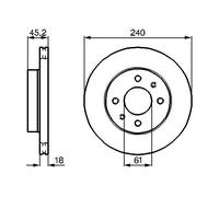BOSCH 0986478533 Brake Disc Front 240mm Outer Diameter 4 Holes Fits Nissan