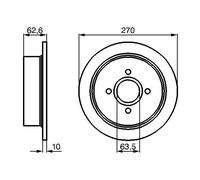 BOSCH 0986478672 Brake Disc Rear 270mm Ø Fits Ford Escort Escort Classic Orion