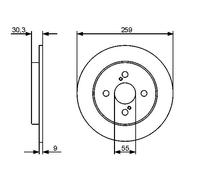 BOSCH 0986479420 Brake Disc Rear Solid 259mm Outer Ø Fits Toyota iQ Yaris/Vitz