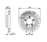 Brake Disc Single Vented fits PORSCHE 911 996 3.6 Front Right 00 to 05 329.5mm