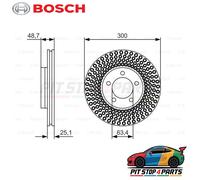 Bosch 0986479701 Brake Disc Single 48 mm Fits Volvo V40 2014-2019 31381375