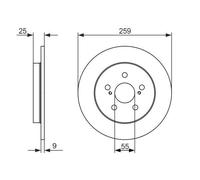 BOSCH 0986479721 Brake Disc x2 Rear Solid 259mm Outer Ø Fits Lexus Subaru Toyota