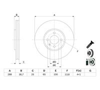 BOSCH 0986479E81 Brake Disc Front 288mm Outer Diameter Fits VW UP Load Up