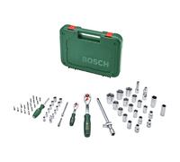 Bosch 1/4" + 1/2" Ratchet Set 57-Piece (Two Powerful Ratchets for Multiple DIY; 55x Accessories; High Torque; Lock Button; Direction Switch; Curved Neck; Softgrip; Carrying Case)
