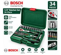 Bosch 1/4" Ratchet Set 34-Piece Accessory Hand Tool 1600A02BY1