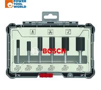 Bosch Professional 6 pcs. Straight Router Bit Set (for Wood, Ø 1/4 inch Shank, Accessory Router)