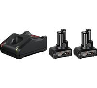 Bosch Professional 2x 6.0ah Gal 12v-40 Charger And Battery Black