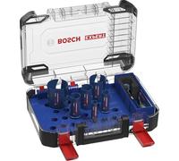 Bosch 10x Expert Construction Material PC Plus Universal Hole Saw Set (for Softwood, Chipboard, Ø 20, 25, 32, 38, 51, 64 mm, Professional Accessory Drill Driver)