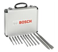 Bosch 11 Piece Sds Plus Drill + Bullet Cold Flat Chisel Set Masonry + Metal Case