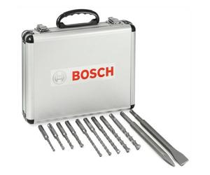 Bosch 11 Piece Sds Plus Drill + Bullet Cold Flat Chisel Set Masonry + Metal Case