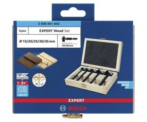 Bosch 15.0-35.0mm Expert Wood Forstner Drill Bit Set - 5 Piece WoodWorking Set