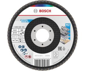 Bosch 15x X451 Flap Disc, G40, G60 | for Steel, Aluminium, Grit 60, Professional Accessory Small Angle Grinder