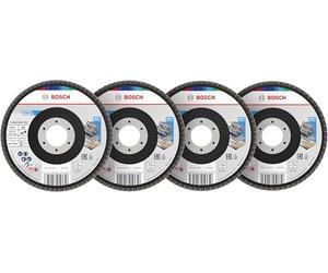 Bosch 15x X451 Flap Disc Set | for Steel, Aluminium, Grit 40, 60, 80, 120, Professional Accessory Large Angle Grinder