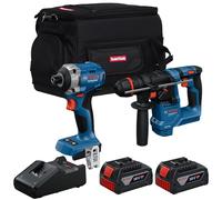 Bosch 18V BL Hammer Drill & Impact Driver 2 x 4.0Ah Battery Charger T4TKIT-28116