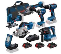 Bosch 18V Brushless 7Pc Cordless Tool Kit 3X 4.0Ah Procore Battery Charger + Bag