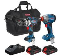 Bosch 18V Brushless Combi Drill & Impact Wrench 2 x 4.0Ah Battery Charger & Bag