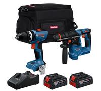 Bosch 18V Brushless Hammer Drill & Combi Drill 2 x 4.0Ah Battery Charger & Bag