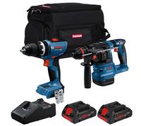 Bosch 18V Brushless Hammer Drill & Combi Drill 2 x 4.0Ah Battery Charger & Bag