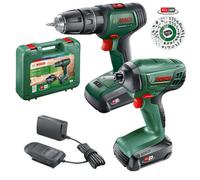 Bosch 18V Cordless Twin Pack - Drill + Impact Driver Power4All - 2 X Batteries - Bosch Power For All