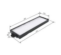 BOSCH 1987432096 Cabin Air Particulate Filter 441mm Length Fits Saab 9-3 900