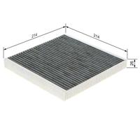 BOSCH 1987432499 Cabin Pollen Filter Interior Air 214mm Length Fits Smart Fortwo