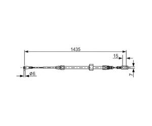 Bosch 1987477853 Handbrake Cable Fits MERCEDES-BENZ VW
