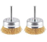 Bosch 1x PRO Brass-Coated Steel Longlife Cup Brush, Crimped Wire for 6 mm Cylindrical Shank and Drill (for Steel, Stainless steel, Ø 50 mm, Professional Accessory Rotary Drill/Drivers) (Pack of 2)