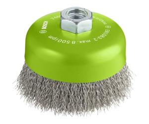 Bosch 1x PRO Inox Clean Cup Brush Crimped Wire f. Large Grinders M14 | for Non-ferrous metals, Steel, Ø 100 mm, Professional Accessory Large Angle Grinder
