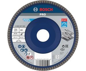 Bosch 1x PRO Metal X571 Flap Disc Straight Version Plastic for Small Angle Grinders (for Steel, Stainless steel, Ø 125 mm, Grit 80, Professional Accessory Small Angle Grinder)